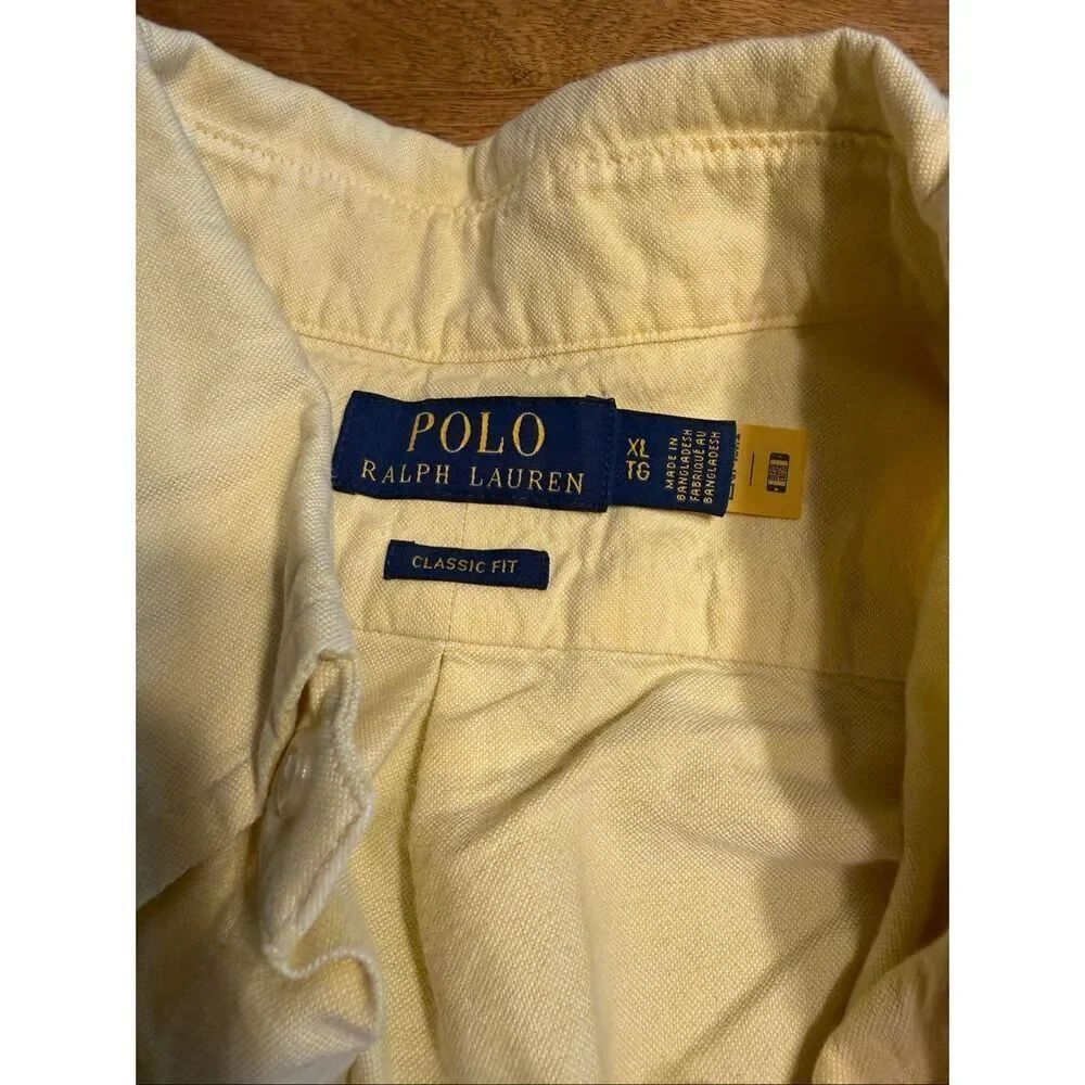 Polo Ralph Lauren Men's Classic Fit Long Sleeve Button Down Shirt Yellow Size XL - Picture 3 of 7